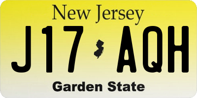 NJ license plate J17AQH