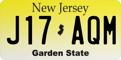 NJ license plate J17AQM