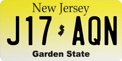 NJ license plate J17AQN