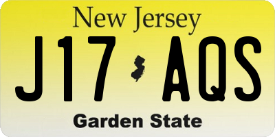NJ license plate J17AQS