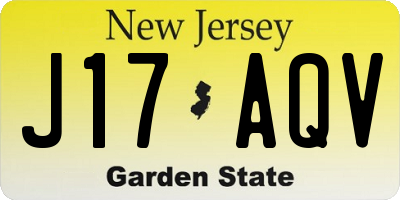 NJ license plate J17AQV