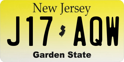 NJ license plate J17AQW