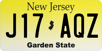 NJ license plate J17AQZ