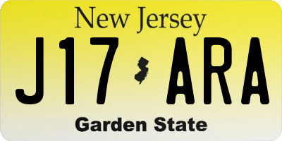 NJ license plate J17ARA