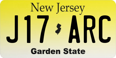 NJ license plate J17ARC