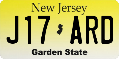 NJ license plate J17ARD