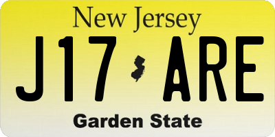 NJ license plate J17ARE