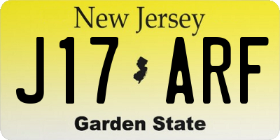 NJ license plate J17ARF