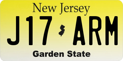 NJ license plate J17ARM