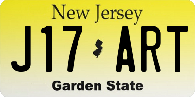 NJ license plate J17ART