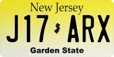 NJ license plate J17ARX