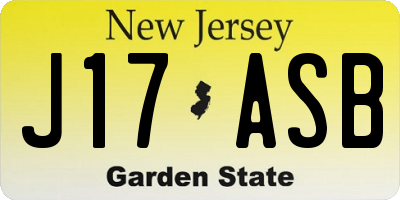 NJ license plate J17ASB