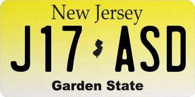 NJ license plate J17ASD