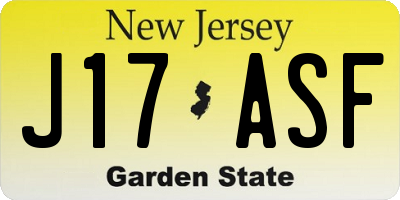 NJ license plate J17ASF
