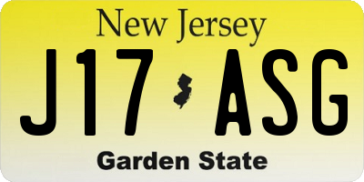 NJ license plate J17ASG