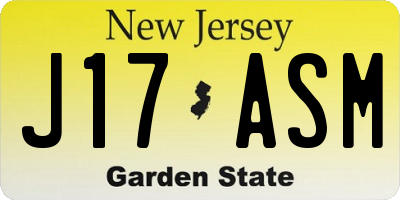 NJ license plate J17ASM