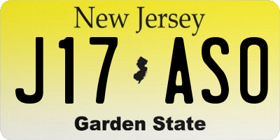 NJ license plate J17ASO