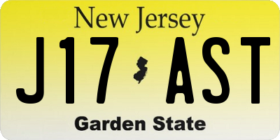 NJ license plate J17AST