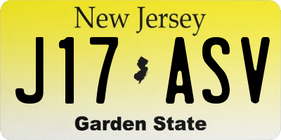NJ license plate J17ASV