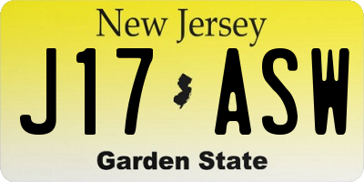 NJ license plate J17ASW