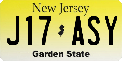 NJ license plate J17ASY