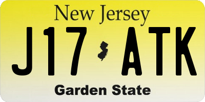 NJ license plate J17ATK