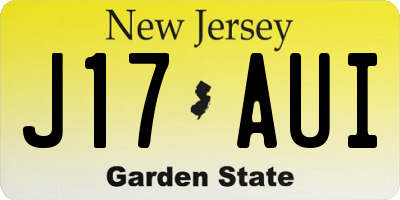 NJ license plate J17AUI