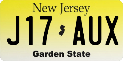 NJ license plate J17AUX