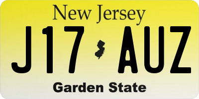 NJ license plate J17AUZ