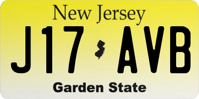 NJ license plate J17AVB