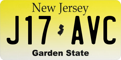 NJ license plate J17AVC