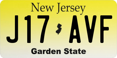 NJ license plate J17AVF