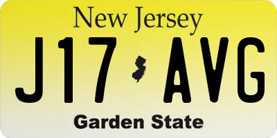 NJ license plate J17AVG