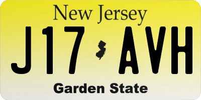NJ license plate J17AVH