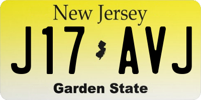 NJ license plate J17AVJ
