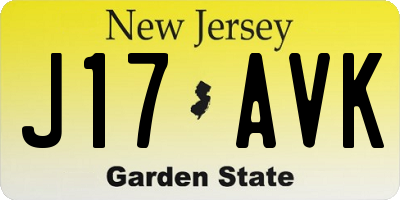 NJ license plate J17AVK