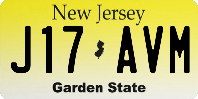 NJ license plate J17AVM