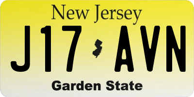 NJ license plate J17AVN