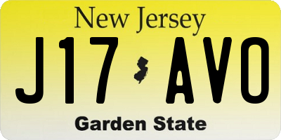 NJ license plate J17AVO