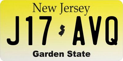 NJ license plate J17AVQ