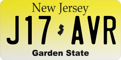 NJ license plate J17AVR