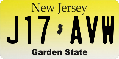 NJ license plate J17AVW
