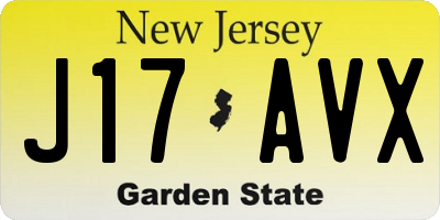 NJ license plate J17AVX