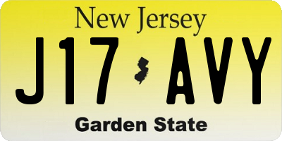 NJ license plate J17AVY