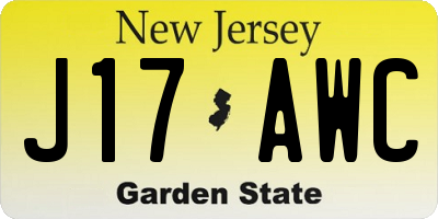 NJ license plate J17AWC