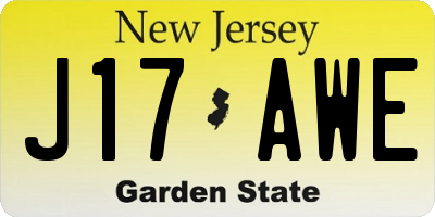 NJ license plate J17AWE