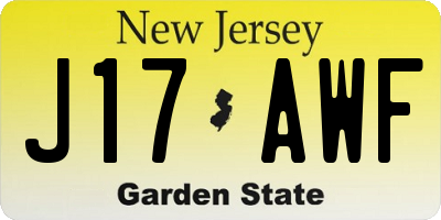 NJ license plate J17AWF