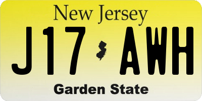 NJ license plate J17AWH