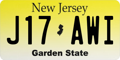 NJ license plate J17AWI