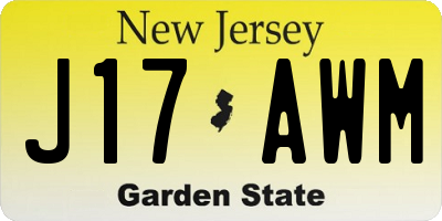 NJ license plate J17AWM